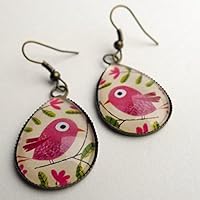 Ohrringe Tropfen, Der rosa Vogel