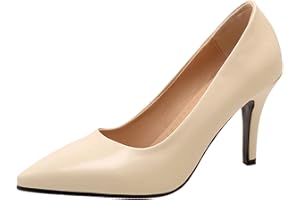Lroey Reoly Zapatos de Salón de Mujer, Bombas de Tacón Alto Puntiagudo Sin Cordones Vestido Pumps Sencillo Zapatos de Fiesta, Talla 32-54