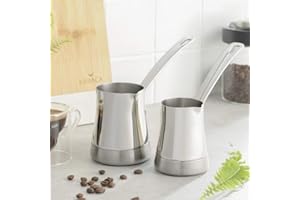 Karaca Win Lot de 2 carafes à café avec poignée pour la préparation du moka turc, compatible avec les plaques à induction, convient pour la cuisson du café turc