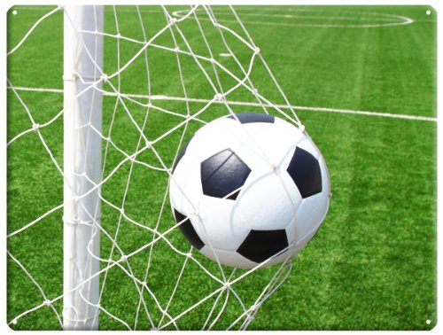 Fußball – Vortreffliche Design Metall Magnettafel 40×30 cm – Pinnwand Memoboard mit Motiv: Fußballtor – inkl. 4 Magnete mit Motiv von einem Fußball für Magnetwand – Original Magnetpinnwand GUMA Magneticum - 3