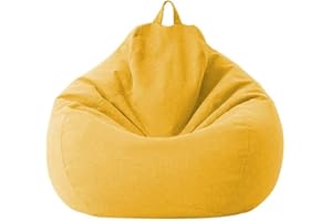 Highdi Pouf Poltrona Sacco, Adulti & Bambini Bean Bag Fodera per Sacco di Fagioli per Decorazione della Soggiorno Camera Giardino Salotto Balcone, Senza Ripieno (70x80cm,Giallo)