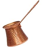 Türkische Kaffeekanne Roségold Gehämmerter Kupfer-Look - 320ml Hitzebeständige Aluminium Kanne Mit Messinggriff Für Kaffee Und Tee
