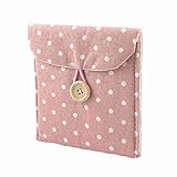 Lady Soft Cotton Blends Polka Dots Sanitary Napkins Holder Bag Pink White