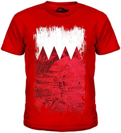 Candymix Bahrain Grunge Flag Unisex Kids T Shirt Boys/Girls/Toddler/children T-Shirt, Age 12, Colour Red