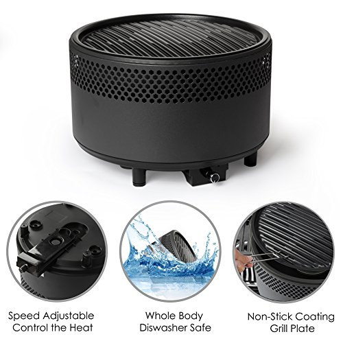 Kbabe Holzkohlegrill Ø 34cm rauchfrei (Schwarz) - 2