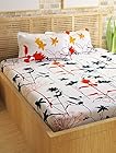 Story@Home 100% Cotton Double Bedsheet With 2 Pillow Covers Combo Set, Mercerized Finish - Metro Series, 186 TC, Floral (White)