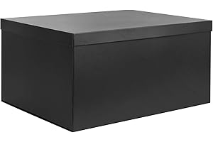KISPATTI Scatola Portaoggetti, Nero Scatole Portaoggetti con Coperchio 38 x 28 x 19 cm Grande Scatola Portaoggetti con Nastro Scatole Portaoggetti Cartone per Casa Camera da Letto Soggiorno Ufficio Scuola