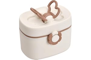 DIBOTELL Tragbarer Milchpulver Portionierer - 410ML Aufbewahrungsbox mit versiegelter Silikonringabdeckung, Löffel & Planierstange - Luftdichter Milchpulver-Behälter für unterwegs Weiß