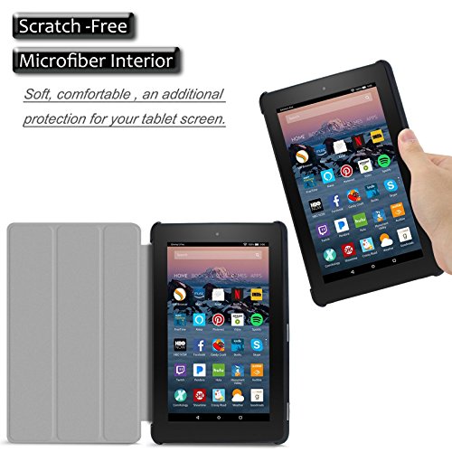 Das neue Fire 7 2017 ( 7-Zoll-Tablet, 7. Generation) Hülle Case – Infiland Ultra Smart Dünn Tri-Fold Muschel PU Leder Ultra Schlank Superleicht Ständer Shell Cover Schutzhülle Etui Tasche für Amazon Fire 7 17,7 cm ( 7-Zoll, 7. Generation – 2017) (mit Auto Schlaf / Wach Funktion) (Rosa Goldene) - 4