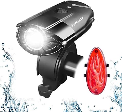 Fantany 800 Lumen 2000mAh Super Bright Mountain Bike Lights Set, Rechargeable LED Bike Front Light, with FREE Rechargeable Tail Light, Bicycle Lights Front and Rear set, Bike Helmet Light IP65 Waterproof