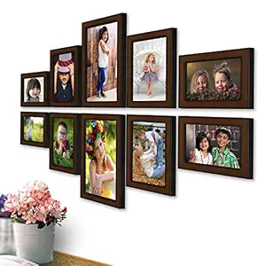 AJANTA ROYAL Synthetic Wood Photo Frames(Brown) - Set of 10