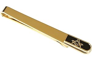 THE MASONIC COLLECTION - Craft Tie Slide For Men - Gold Plated With Square and Compass Design - Black Enamelled - Comes in Velvet Pouch - Freemason Gift For Men