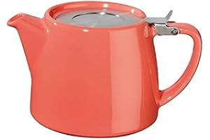 Tea People Forlife Stump Teapot 530 mL 18 Oz., Suitable for 2 Cups, Coral,Orange