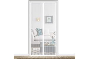 AMCER Zanzariera Magnetica 125x240cm, Zanzariera a Tenda, Anti Zanzare Magnetico Facile da Montare, per Porte d'Ingresso,Porte, Cortili - Bianco