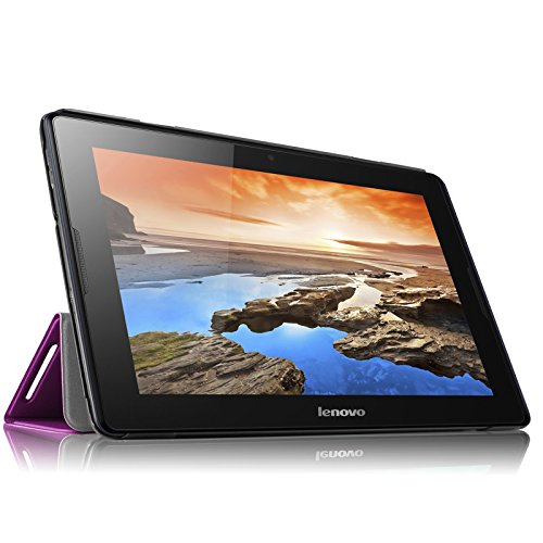 Infiland Lenovo IdeaTab A10-70 Hülle Case-Ultra Dünn Tri-Fold Smart-Muschel PU Leder Ultra Schlank Superleicht Ständer Smart Shell Cover Schutzhülle Etui Tasche für Lenovo IdeaTab A10-70 (10,1 Zoll) (lila) - 4