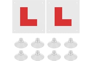 PINYENR 2 Pack Magnetic L Plates for Car, Fully Magnetic Learner Plates with 8 Suction Cups Magnetic Car Sticker for Learner Drivers Easy Attach and Remove, Waterproof, Reflective