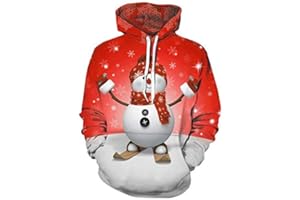 TAGVO Unisex 3D Printed Casual Christmas Jumpers 3D Graphic Pullover Ugly Funny Xmas Long Sleeve Hoodies or Crewneck Sweatshirts for Men Women Boys Girls Family Winter and Holiday Parties