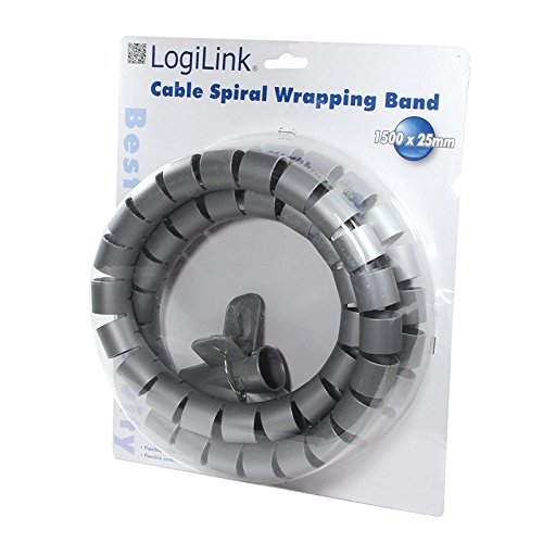 LogiLink KAB0014 Kabel Spiral Wrapping Bund 1500*28 mm, Silber - 2