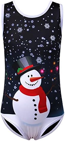 ZNYUN One-piece Sparkle Halloween Dancing Athletic Leotard for Little Girl Cosplay Black Snowman 6A