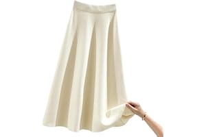 SUIUOI Faldas de Pana para Mujer Falda Larga de Pana, A-Line Faldas Plisadas de Tartán Invierno Otoño Midi Faldas Largas, Elástica Vintage Elegante Avellanada, Aldas Plisadas Casual Fiesta