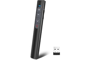 UBUYUONE Presenter, kabelloser Präsentationsfernbedienung, Pointer für Präsentationen, Powerpoint Fernbedienung Präsenter für Windows Computer Mac Laptop, Unterstützt Hyperlink/Lautstärkeregler