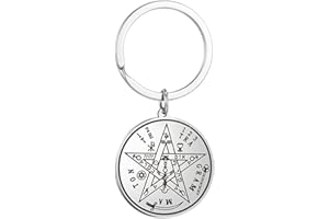 EUEAVAN Tetragrammaton Pentagram Collar para Hombres Mujeres Tetragrammaton Llavero Pentagrama Protección Amuleto Pagano Wicca Joyería