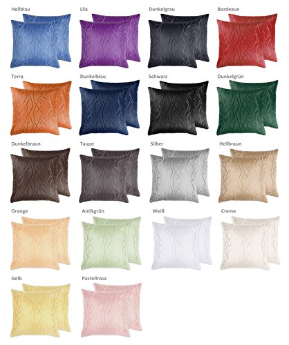 Kissenhüllen 2 Stück, FARBE wählbar, Damast Streifen, 40×40 cm, Creme, Beautex - 3