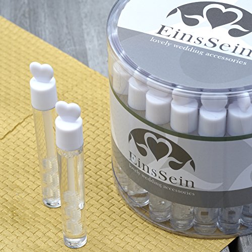 72x WEDDING BUBBLES Seifenblasen HOCHZEIT EinsSein® Lovegläschen weiss | Unverzichtbar für perfekte Hochzeitsfotos | Party Goldene Hochzeitstorte Geburtstag Feier Herz Gastgeschenke - 4