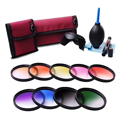 XCSOURCE   52mm Kit de Filtres Couleur Graduelle Orange Bleu Gris Rouge Vert Violet Rose Jaune Marron Pour Nikon D3200 D3100 D5200 D7100 D3S D3X D5200 D7100 D7000 18-55mm LF496