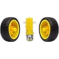 Electronic spices DC Bo Motor 3-6V Dual Shaft Geared TT Magnetic Motor with Toy Car Tire Wheel, Mini Smart RC Car Robot (2 WHEEL + 1 GEAR MOTOR)