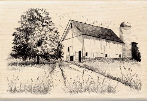 InkadinkadoFarm and Barn Wood Stamp for Arts and Crafts, 2.75'' L x 4'' W