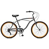 Critical Cycles Men's Beach Cruiser, Matte Graphite/Orange, One Size