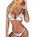 Produktbild Internet Damen Sexy Bohemien Split Badeanzug Swimwear Bikini Push up Bandeau Neckholder Strand Fluoreszenz Bademode Swimsuit Bandage Tankini Beachwer Shorts Oberteil Tops und Bottoms Set (Weiß-1, M)