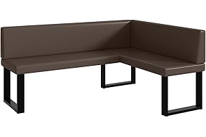 ‎MEBLINI MEBLINI Eckbank für Esszimmer - Küchenbank - Essecke - Sitzecke Küche - Toni - U-Beine 128x168x87cm Rechts - Braun Kunstleder