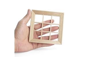 Odoria Miniatyrram Visningsfönster: Skala 1/12 Dockhus Fyrkantigt Galleri 9 Rack Möbel Omålat Trä - Mini Konstruktivt Element