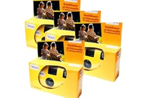 1A PHOTO PORST Topshot Lot de 4 appareils photo jetables Jaune (27 photos chacune, avec flash)