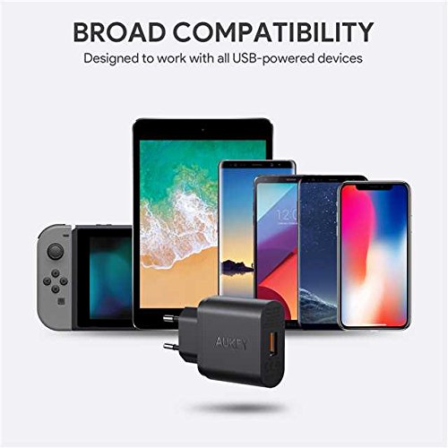 AUKEY Quick Charge 3 0 Chargeur Secteur USB 19 5W Chargeur Mural pour Samsung Galaxy S8 S8  Note 8  LG G5 G6  Nexus 5X 6P  HTC 10  iPhone XS   iPhone XS Max   iPhone XR  iPad Pro Air  Moto G4 etc 