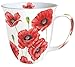 Produktbild Ambiente Große Porzellan Tasse Becher Teetasse Mug 0,4 L Romantic Poppy Mohn Weiss Rot