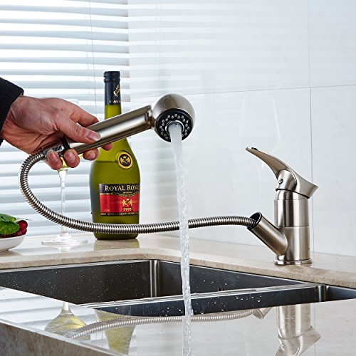 Gimili Küchenarmatur Niederdruck mit Brause Wasserhahn Küche für Armatur Küche Gebürstetes Nickel - 2