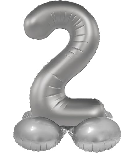 Suki Gifts Folienballon Geburtstag Zahl 4 – 76 Cm, Silber, Für Helium Oder Luft