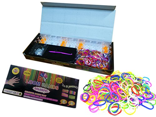 Preisvergleich Produktbild Loom Bänder Starter Set inkl. 600 Bands Gummibänder Bandz , Webrahmen, Haken