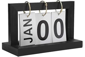 YUNXWD Calendrier de bureau perpétuel - Calendrier de table perpétuel en bois - Style vintage - Affichage mensuel à feuilles - Pour la maison, le bureau, la décoration