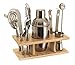 Produktbild Livivo Cocktail-Set mit Holzständer, Edelstahl, inklusive Shaker mit Filter und Deckel, Sieb, Obstmesser, Eiswürfel-Zange, Flaschenöffner und Korkenzieher, Stößel, Barmaß, 10 Teile