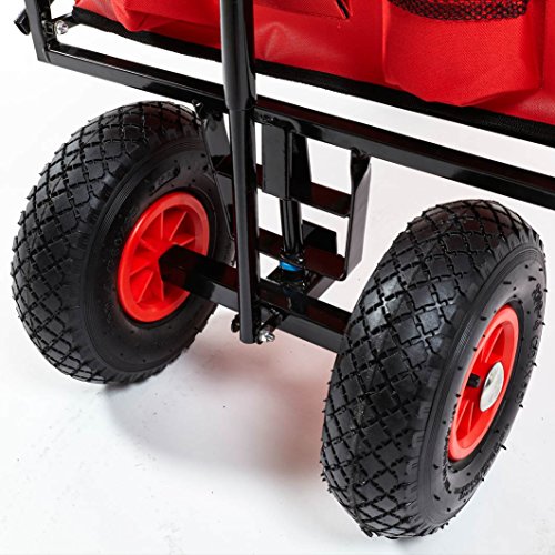 Faltbarer Bollerwagen mit Dach für Strand und Offroad, 80 kg Tragkraft, 10 Zoll Luftbereifung, Transportwagen, Tragkraft: 80 kg, Maße:ca.86x53x104cm, Deichsel, Stahlrohrgestell, IZZY SPORT - 4