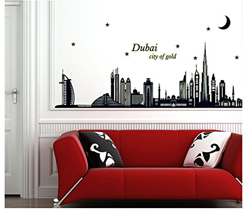 Fluorescent Wall Sticker Wallpapers für Schlafzimmer Wohnzimmer Abnehmbare Home Decal Vinyl Art Decor DIY Dekoration (Dubai City) - 8