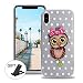 Produktbild OuDu iPhone X Hülle Flexible Weiche Etui Transparente Silikon Schale Bling Crystal klar Hülle Soft Silicone Case Cover Anti-Kratz Anti-stoß Etui Ultra Dünne Schutzhülle für iPhone X 5.8" - Eule mit Blättern