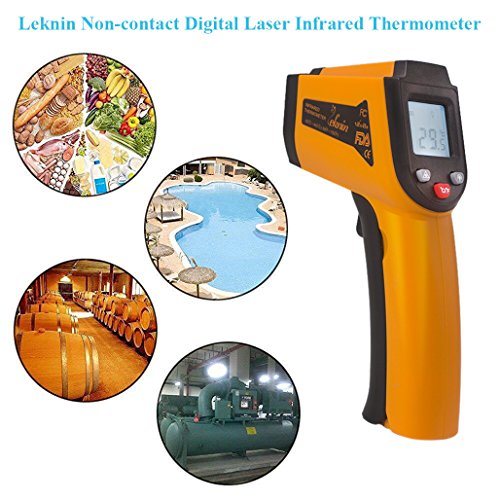 Infrarot Laser Thermometer Haushaltsthermometer Temperaturmessgerät – Leknin Digitalthermometer mit LCD Beleuchtung Messbereich -50°C bis +400°C - 6