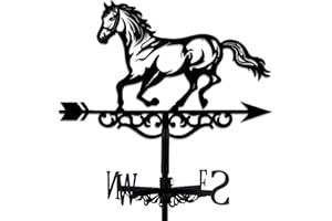 INFUNLY Pferde-Wetterfahne Aus Metall, Schwarze Pferde-Wetterfahne, Pferde-Windfahne, Reines Handgefertigtes Pferde-Eisen-Wegweiser, Dach, Garten, Outdoor, Bauernhaus-Dekoration, 13.78"X10.63"/35 cm X