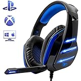 Beexcellent Gaming Headset für PS4, Surround Bass Sound Professional Kopfhörer mit Mikrofon LED Licht für Xbox One PC Laptop Mac Tablet