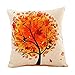 Vanki Pastoral Style Cotton Linen Square Decorative Throw Pillow Case Cushion Cover 18X 18 inches, Autumn Tree of Life